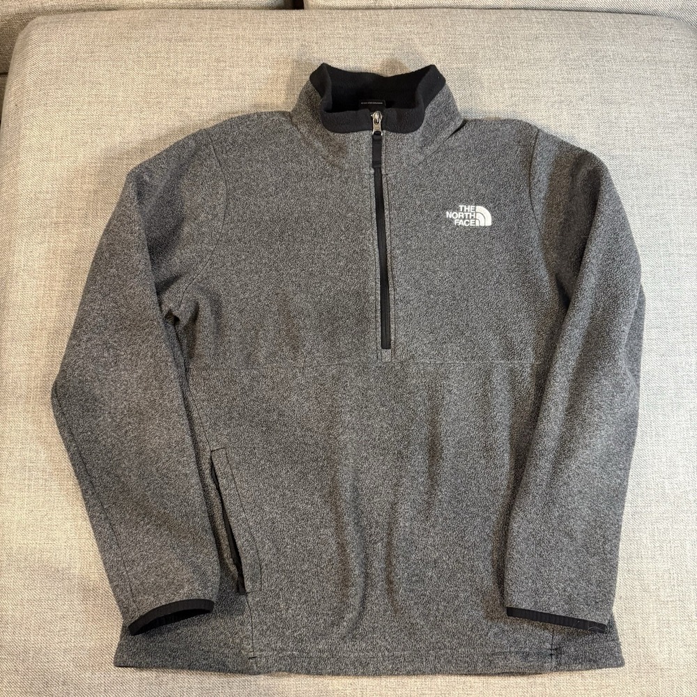 The North Face Womens Large‎ Gray 1/4 Zip Fleece Pullover Logo